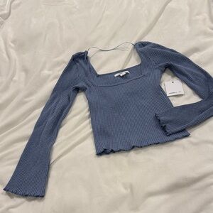 NWT | O'Neill Blue Ribbed Long Sleeve Squared Neck Top
